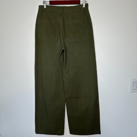 J Crew Point Sur High Waist Pants Size 28 Tall Olive Green Wide Leg - Picture 3 of 13